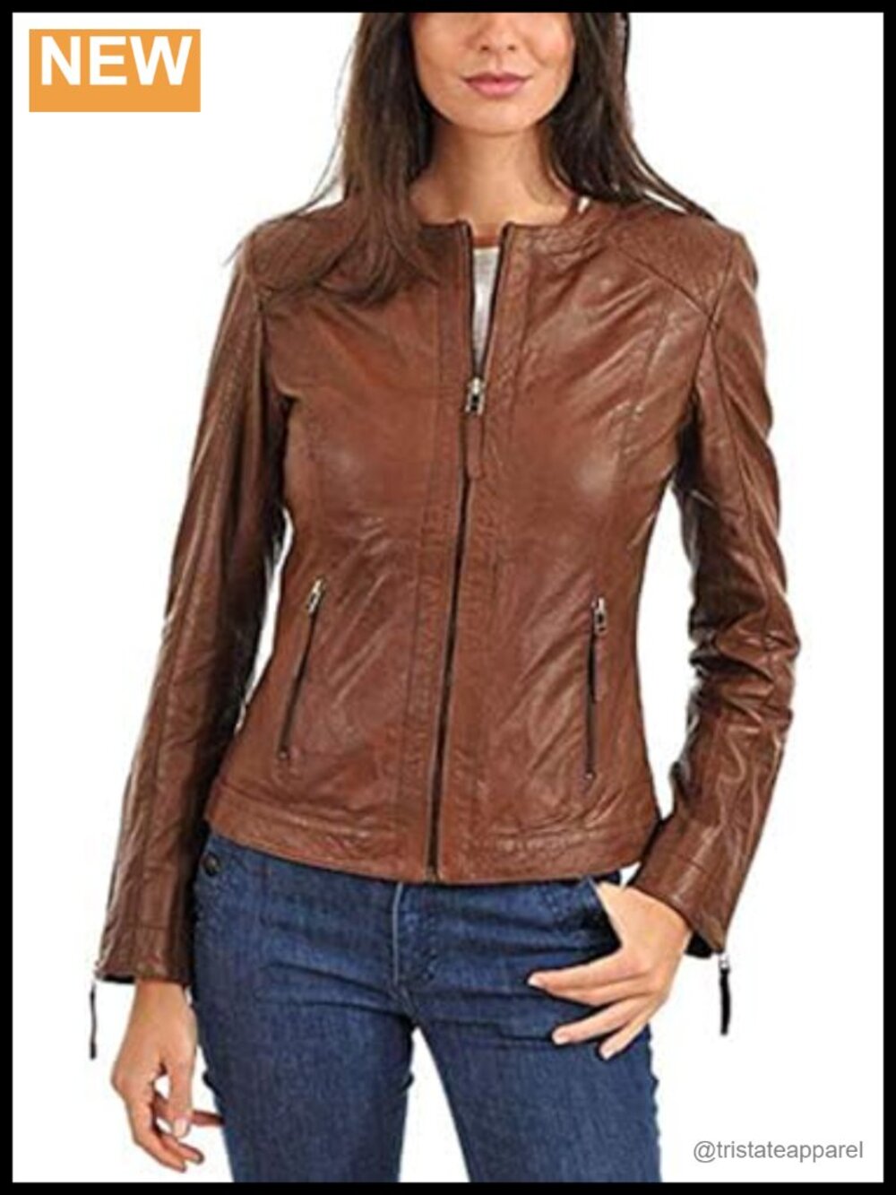 Women's Real Lambskin Leather Bomber Biker Jacket Slim Fit